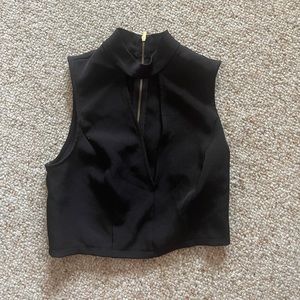 Cool Cropped Black Zip Up Tank Top